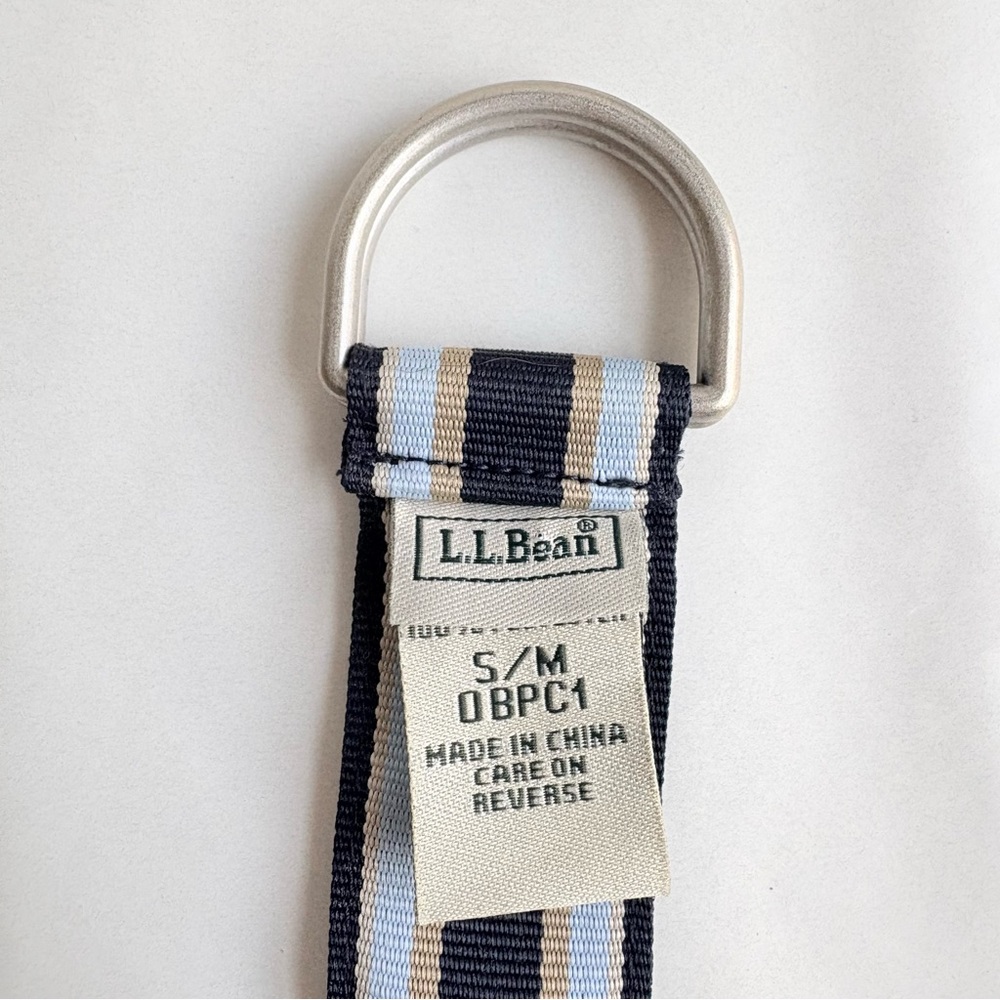 LL Bean Womens blue and khaki ribbon belt.  Size s/m 38” length LLBEAN - Picture 3 of 7